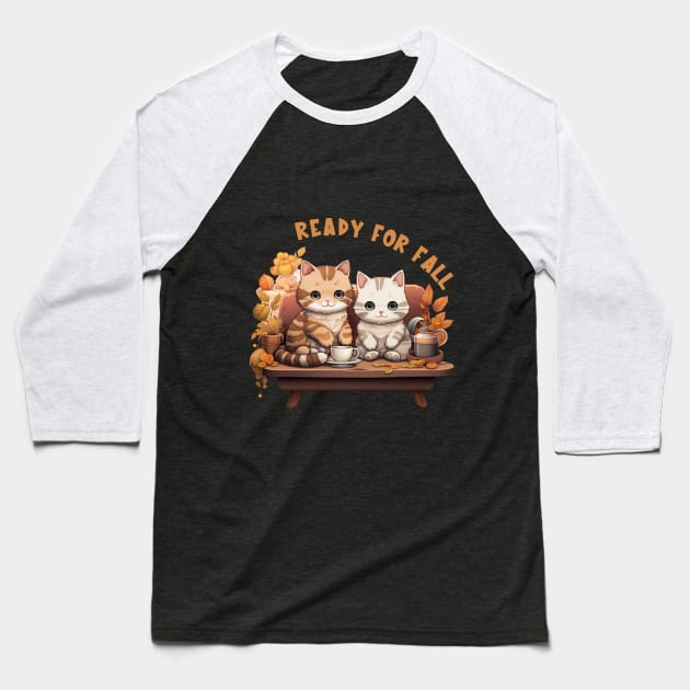 Two Kitties Ready For Fall Baseball T-Shirt by Piggy Boxer